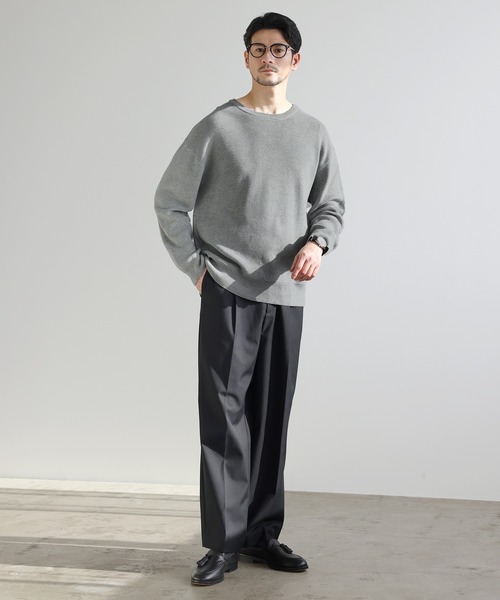 SPU(スプ)の「【シルケット加工/マシンウォッシャブル/抗ピリング】コンフォートベーシック畦クルーネックコットンニット(ニット/セーター・メンズ・チャコール/ネイビー/グレー/ブラック・S/M/L/XL)」の20枚目の写真