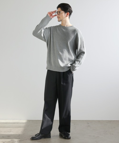 SPU(スプ)の「【シルケット加工/マシンウォッシャブル/抗ピリング】コンフォートベーシック畦クルーネックコットンニット(ニット/セーター・メンズ・チャコール/ネイビー/グレー/ブラック・S/M/L/XL)」の21枚目の写真