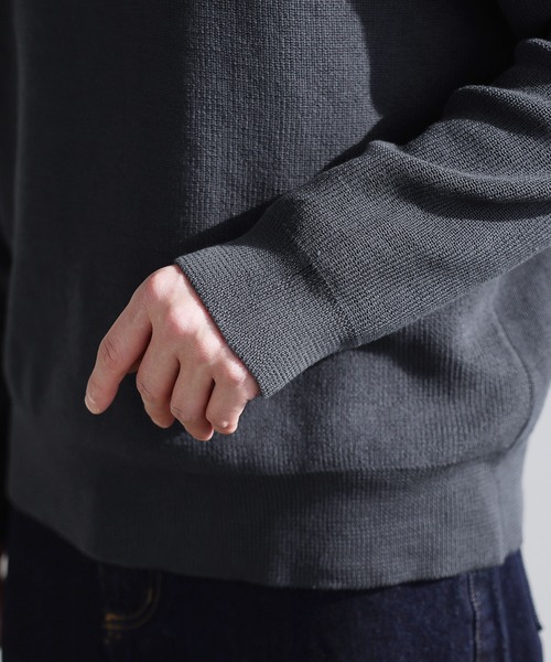SPU(スプ)の「【シルケット加工/マシンウォッシャブル/抗ピリング】コンフォートベーシック畦クルーネックコットンニット(ニット/セーター・メンズ・チャコール/ネイビー/グレー/ブラック・S/M/L/XL)」の5枚目の写真