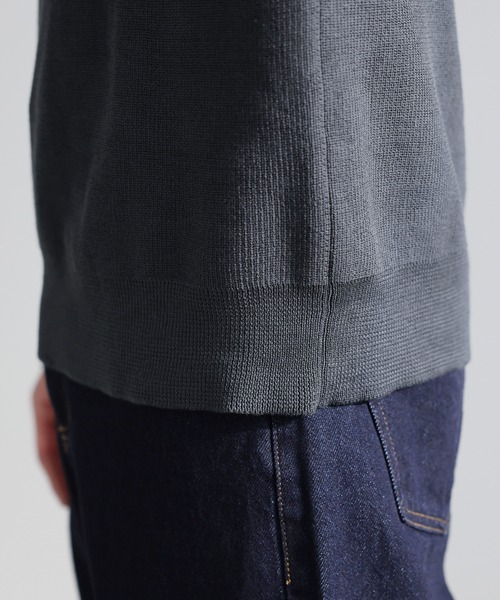 SPU(スプ)の「【シルケット加工/マシンウォッシャブル/抗ピリング】コンフォートベーシック畦クルーネックコットンニット(ニット/セーター・メンズ・チャコール/ネイビー/グレー/ブラック・S/M/L/XL)」の6枚目の写真