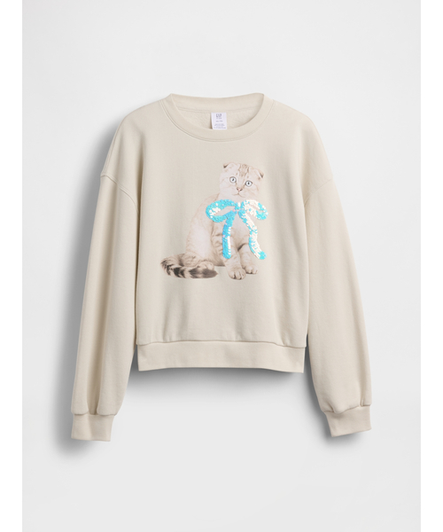 GAP(ギャップ)の「オーバーサイズ ウェッジ フリッピースパンコール グラフィック スウェットシャツ (キッズ)(スウェット・キッズ・ベージュ/ホワイト/ピンク・120cm/110cm/140cm/130cm)」の11枚目の写真