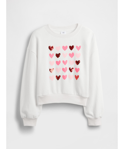 GAP(ギャップ)の「オーバーサイズ ウェッジ フリッピースパンコール グラフィック スウェットシャツ (キッズ)(スウェット・キッズ・ベージュ/ホワイト/ピンク・120cm/110cm/140cm/130cm)」の10枚目の写真
