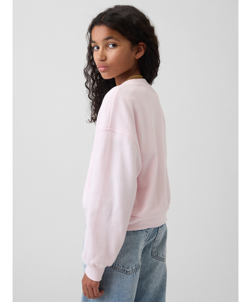 GAP(ギャップ)の「オーバーサイズ ウェッジ フリッピースパンコール グラフィック スウェットシャツ (キッズ)(スウェット・キッズ・ベージュ/ホワイト/ピンク・120cm/110cm/140cm/130cm)」の9枚目の写真
