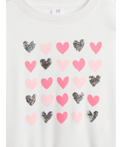GAP(ギャップ)の「オーバーサイズ ウェッジ フリッピースパンコール グラフィック スウェットシャツ (キッズ)(スウェット・キッズ・ベージュ/ホワイト/ピンク・120cm/110cm/140cm/130cm)」の4枚目の写真