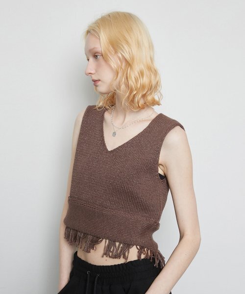 LARTIGENT（ラーティゼン）の「L3 FRINGE KNIT BUSTIER(BROWN)（ベスト・レディース・その他・FREE）」の2枚目の写真
