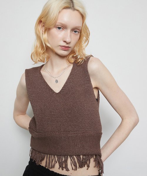 LARTIGENT（ラーティゼン）の「L3 FRINGE KNIT BUSTIER(BROWN)（ベスト・レディース・その他・FREE）」の3枚目の写真
