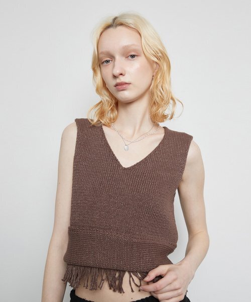 LARTIGENT（ラーティゼン）の「L3 FRINGE KNIT BUSTIER(BROWN)（ベスト・レディース・その他・FREE）」の4枚目の写真