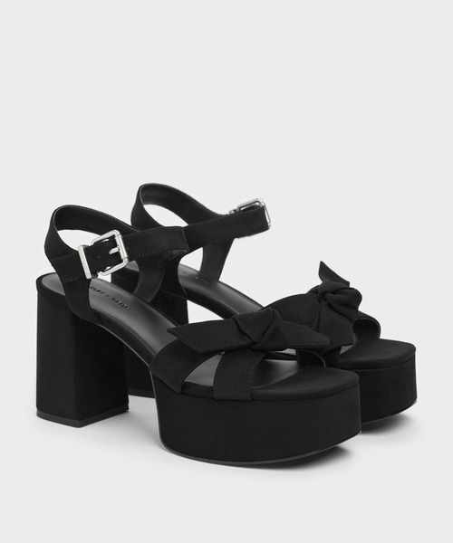 CHARLES & KEITH（チャールズ & キース）の「Anika アニカ ノットボウプラットフォームサンダル（サンダル・レディース・オフホワイト/ライトブルー/ブラック系その他2・25cm/24.5cm/23.5cm/23cm/22cm/25.5cm/22.5cm）」の4枚目の写真