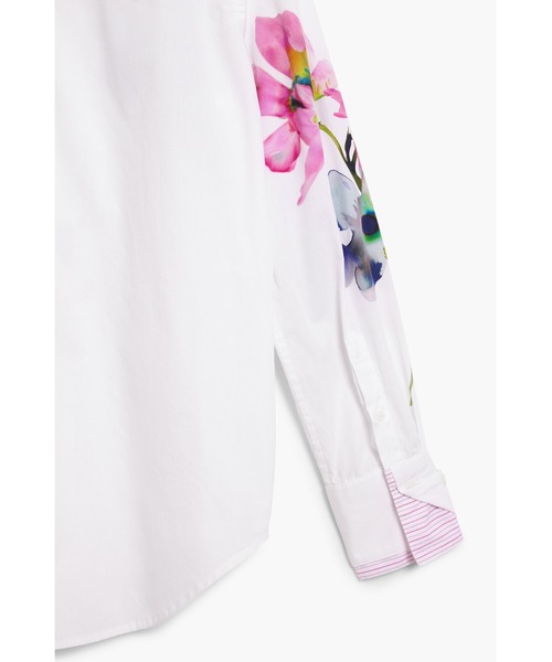 Desigual(デシグアル)の「フラワースプラッシュプリーツ長袖シャツ(シャツ/ブラウス・レディース・ホワイト・S/M/XS/XL/L)」の3枚目の写真