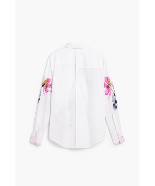 Desigual(デシグアル)の「フラワースプラッシュプリーツ長袖シャツ(シャツ/ブラウス・レディース・ホワイト・S/M/XS/XL/L)」の2枚目の写真
