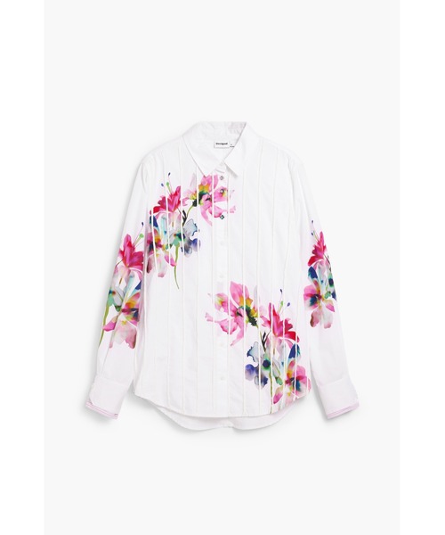Desigual(デシグアル)の「フラワースプラッシュプリーツ長袖シャツ(シャツ/ブラウス・レディース・ホワイト・S/M/XS/XL/L)」の11枚目の写真