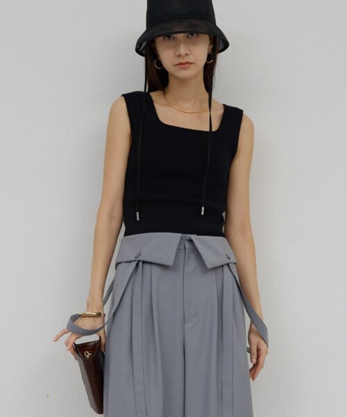 GALLARDAGALANTE(ガリャルダガランテ)の「スクエアネックタンク(ニット/セーター・レディース・ホワイト/ブラック/オレンジ・FREE)」の13枚目の写真