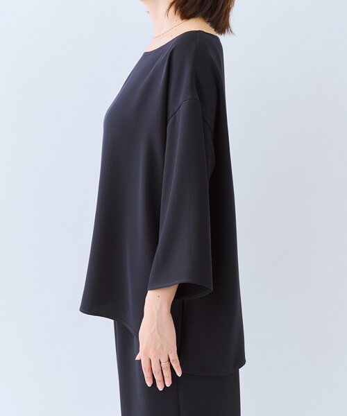 RIVE DROITE（リヴドロワ）の「【セットアップ対応可】ダブルサテンハーフスリーブブラウス（シャツ/ブラウス・レディース・ベージュ/ネイビー・FREE）」の6枚目の写真