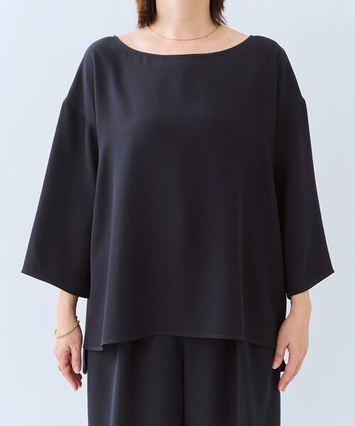 RIVE DROITE（リヴドロワ）の「【セットアップ対応可】ダブルサテンハーフスリーブブラウス（シャツ/ブラウス・レディース・ベージュ/ネイビー・FREE）」の9枚目の写真
