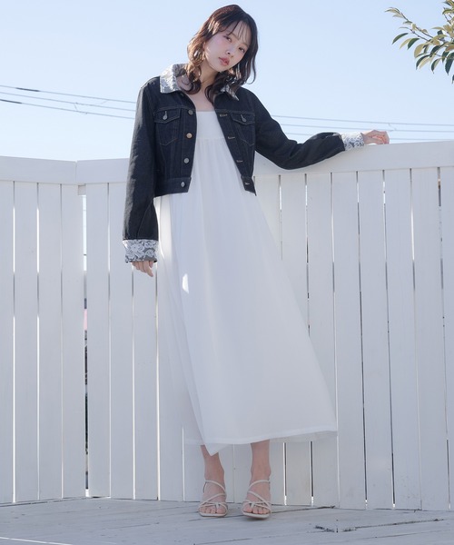 fupel(フぺル)の「lace collar denim jacket / レースカラーデニムジャケット(デニムジャケット・レディース・ブラック/アイボリー・FREE)」の12枚目の写真