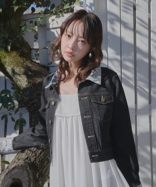 fupel(フぺル)の「lace collar denim jacket / レースカラーデニムジャケット(デニムジャケット・レディース・ブラック/アイボリー・FREE)」の17枚目の写真