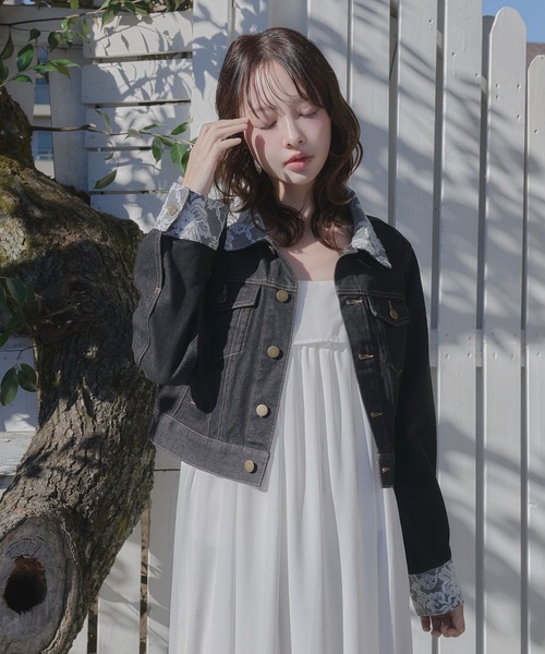 fupel(フぺル)の「lace collar denim jacket / レースカラーデニムジャケット(デニムジャケット・レディース・ブラック/アイボリー・FREE)」の21枚目の写真