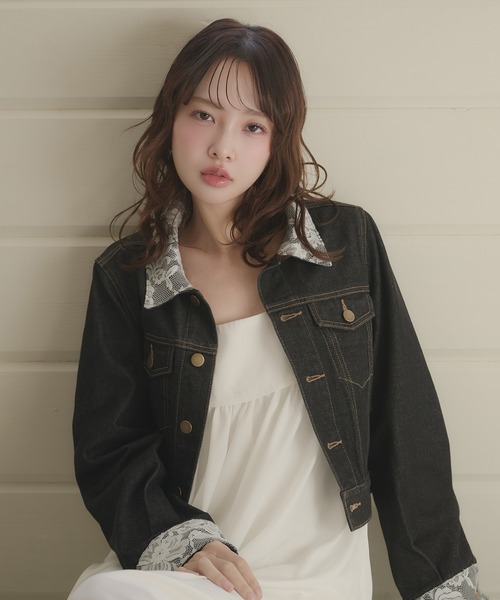 lace collar denim jacket / レースカラーデニムジャケット（デニム