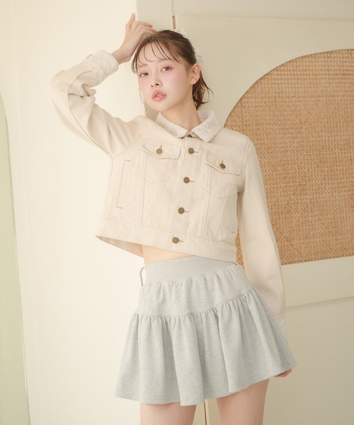 fupel(フぺル)の「lace collar denim jacket / レースカラーデニムジャケット(デニムジャケット・レディース・ブラック/アイボリー・FREE)」の5枚目の写真