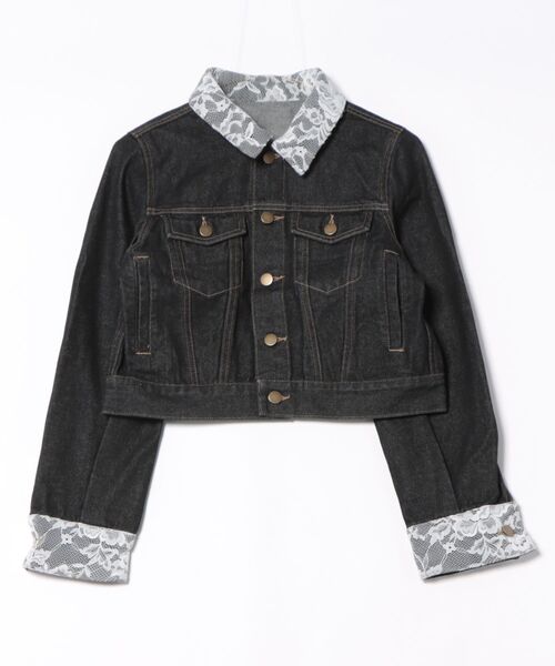 fupel(フぺル)の「lace collar denim jacket / レースカラーデニムジャケット(デニムジャケット・レディース・ブラック/アイボリー・FREE)」の7枚目の写真