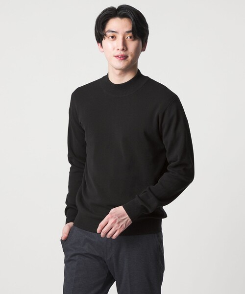 A DAY IN THE LIFE UNITED ARROWS(アデイインザライフユナイテッドアローズ)の「ハイゲージ ミラノリブ モックネックニット-ウォッシャブル-<A DAY IN THE LIFE>(ニット/セーター・メンズ・ブラック/ナチュラル・M/L/S)」の3枚目の写真