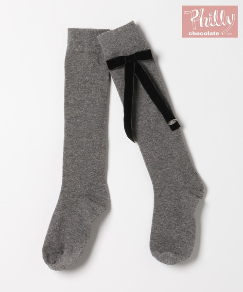 Heather(ヘザー)の「【Philly chocolate×Heather】リボンソックス 647910(ソックス/靴下・レディース・グレー/ブラック・ONE SIZE)」の13枚目の写真