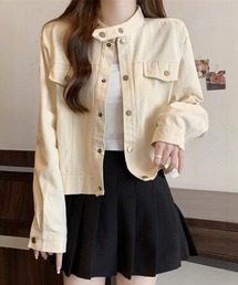 ショート丈 スタンドカラーブルゾン