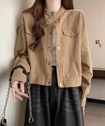 ショート丈 スタンドカラーブルゾン
