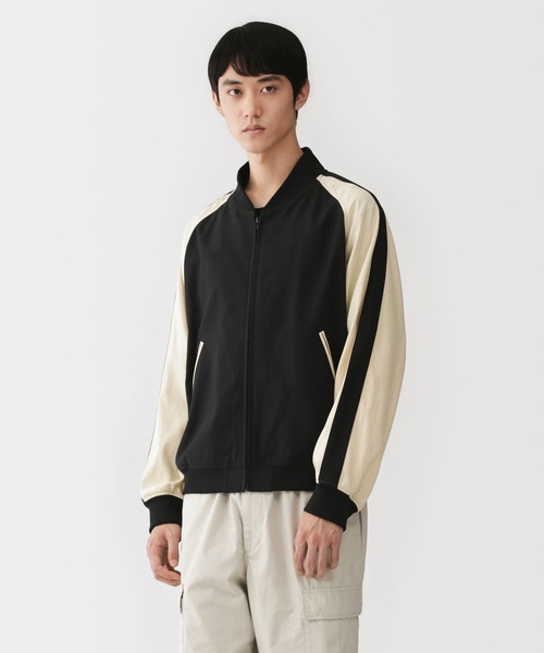 MUJI Labo(ムジラボ)の「〔MUJI Labo〕紳士 レーヨンコットン ショートブルゾン(ブルゾン・メンズ・アイボリー/ブラック/ブラック×ホワイト・M/XL/L/S)」の3枚目の写真