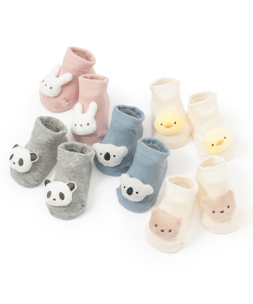 petit main（プティマイン）の「アニマルモチーフカップソックス（ベビーシューズ/ベビーソックス・キッズ・イエロー/グレー/ピンク/ブルー/ベージュ・9-11cm/11-13cm）」の13枚目の写真