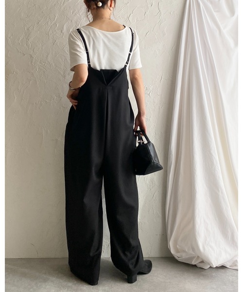 She's Closet(シーズクローゼット)の「ハイウエストサスペンダー ワイド キャミサロペットパンツ(サロペット/オーバーオール・レディース・ベージュ/カーキブラウン/ブラック・FREE)」の7枚目の写真