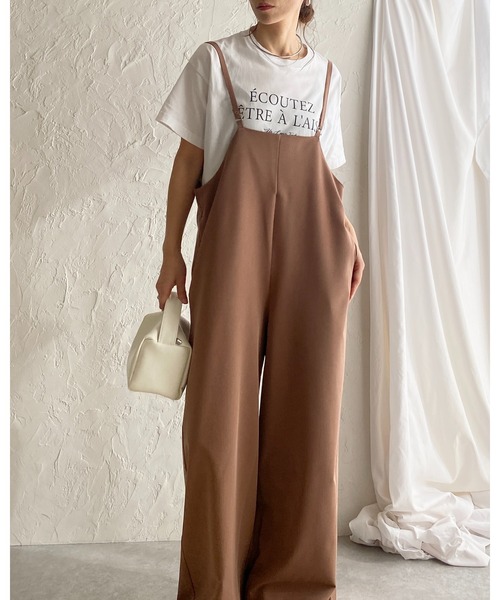 She's Closet(シーズクローゼット)の「ハイウエストサスペンダー ワイド キャミサロペットパンツ(サロペット/オーバーオール・レディース・ベージュ/カーキブラウン/ブラック・FREE)」の16枚目の写真