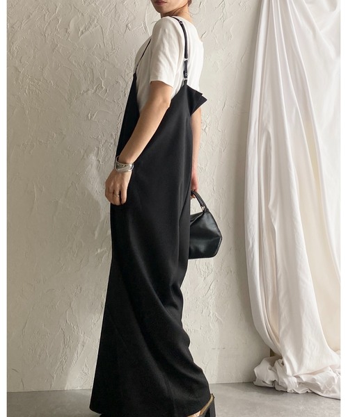 She's Closet(シーズクローゼット)の「ハイウエストサスペンダー ワイド キャミサロペットパンツ(サロペット/オーバーオール・レディース・ベージュ/カーキブラウン/ブラック・FREE)」の19枚目の写真