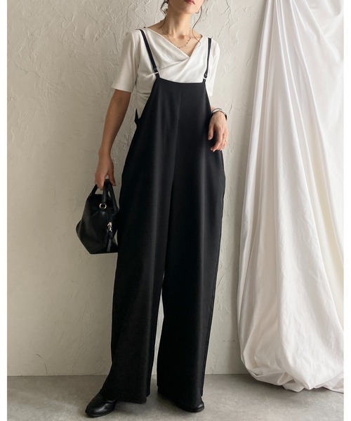 She's Closet(シーズクローゼット)の「ハイウエストサスペンダー ワイド キャミサロペットパンツ(サロペット/オーバーオール・レディース・ベージュ/カーキブラウン/ブラック・FREE)」の20枚目の写真