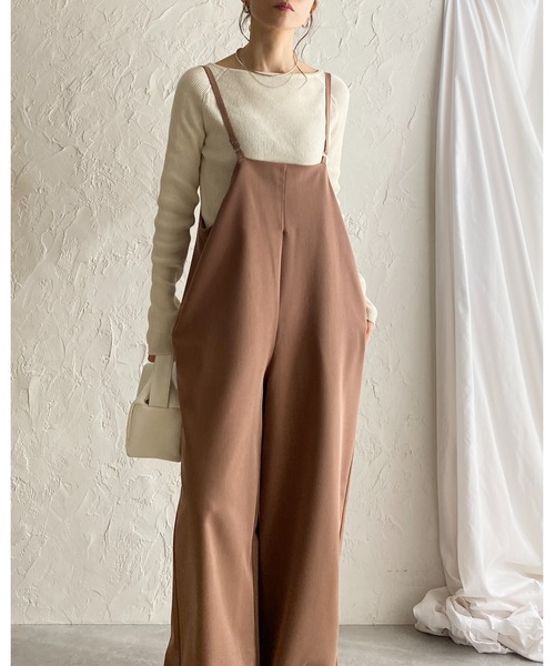 She's Closet(シーズクローゼット)の「ハイウエストサスペンダー ワイド キャミサロペットパンツ(サロペット/オーバーオール・レディース・ベージュ/カーキブラウン/ブラック・FREE)」の22枚目の写真