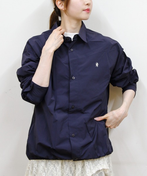 GYMPHLEX(ジムフレックス)の「Gymphlex/ジムフレックス ロングスリーブショートシャツ LONGSLEEVE SHORT SHIRT GY-B0460 SYM(シャツ/ブラウス・メンズ・ライトグレー/ネイビー・L/M)」の1枚目の写真