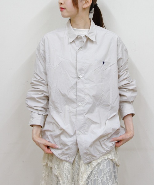 GYMPHLEX(ジムフレックス)の「Gymphlex/ジムフレックス ロングスリーブショートシャツ LONGSLEEVE SHORT SHIRT GY-B0460 SYM(シャツ/ブラウス・メンズ・ライトグレー/ネイビー・L/M)」の2枚目の写真