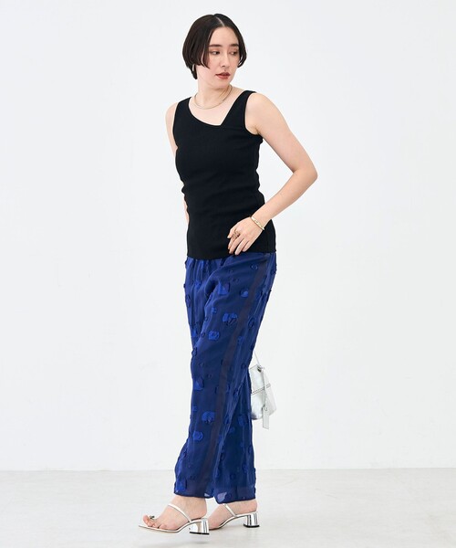 NOLLEY’S（ノーリーズ）の「ウォッシャブルプレミアムテレコアシメ2WAYタンク（タンクトップ・レディース・ブラック/ブラウン/ホワイト・FREE）」の17枚目の写真