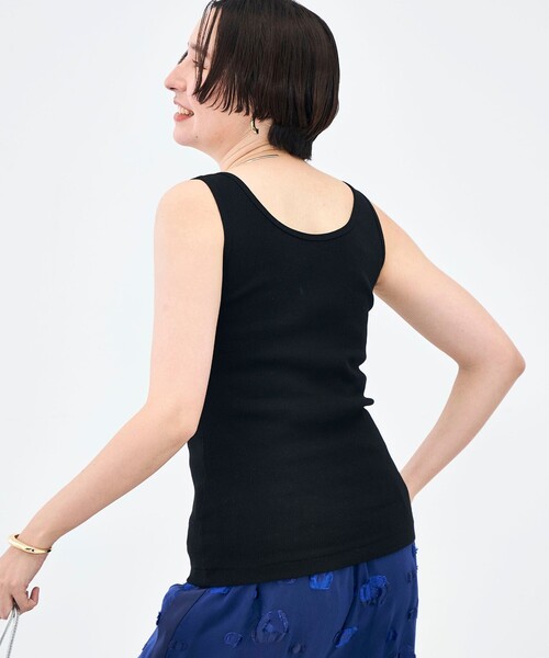 NOLLEY’S（ノーリーズ）の「ウォッシャブルプレミアムテレコアシメ2WAYタンク（タンクトップ・レディース・ブラック/ブラウン/ホワイト・FREE）」の20枚目の写真