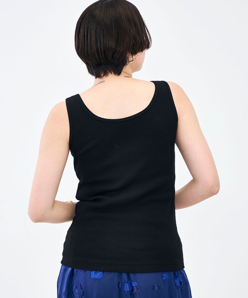 NOLLEY’S（ノーリーズ）の「ウォッシャブルプレミアムテレコアシメ2WAYタンク（タンクトップ・レディース・ブラック/ブラウン/ホワイト・FREE）」の21枚目の写真