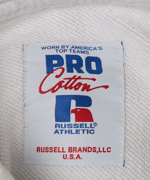 Russell Athletic(ラッセルアスレティック)の「RUSSELL ATHLETIC: PRO COTTON ヘビーウェイトスウェットパーカー(スウェット・メンズ・ライトグレー/ネイビー/ブラック・MEDIUM/LARGE)」の8枚目の写真