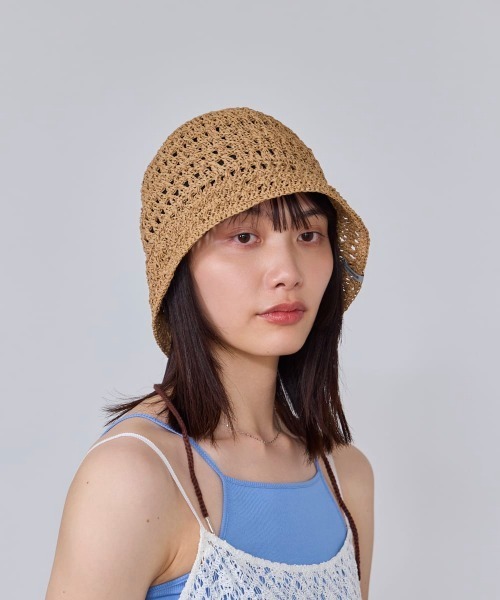 OVERRIDE（オーバーライド）の「OVERRIDE  PAPER CROCHET MARINE HAT / オーバーライド（ハット・レディース・ブラック/レッド/ベージュ・58cm）」の3枚目の写真