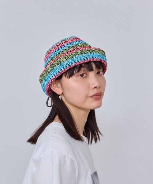 OVERRIDE（オーバーライド）の「OVERRIDE  PAPER CROCHET MARINE HAT / オーバーライド（ハット・レディース・ブラック/レッド/ベージュ・58cm）」の2枚目の写真