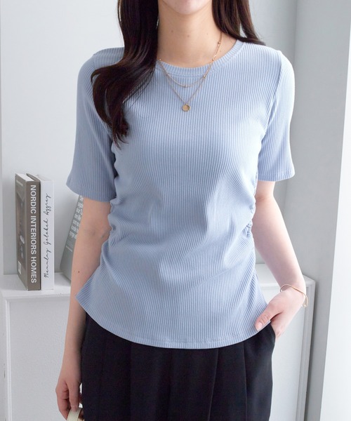unico 新品ドレープ【LIOTA】リオタ セール】ドレープデザインリブトップス（Tシャツ/カットソー）｜alotta