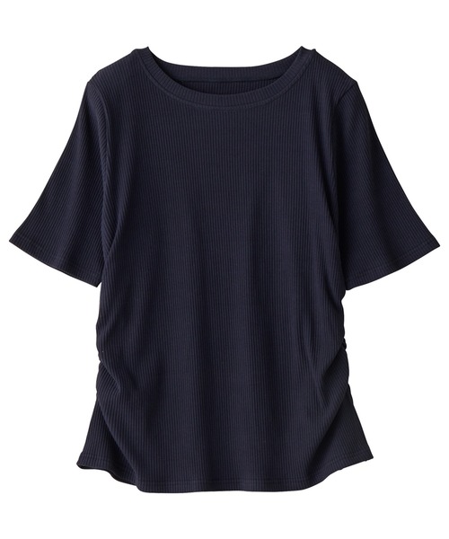 alotta（アロッタ）の「ドレープデザインリブトップス（Tシャツ/カットソー・レディース・ブルーグレー/ホワイト/チャコール/ネイビー・M/L/LL）」の17枚目の写真