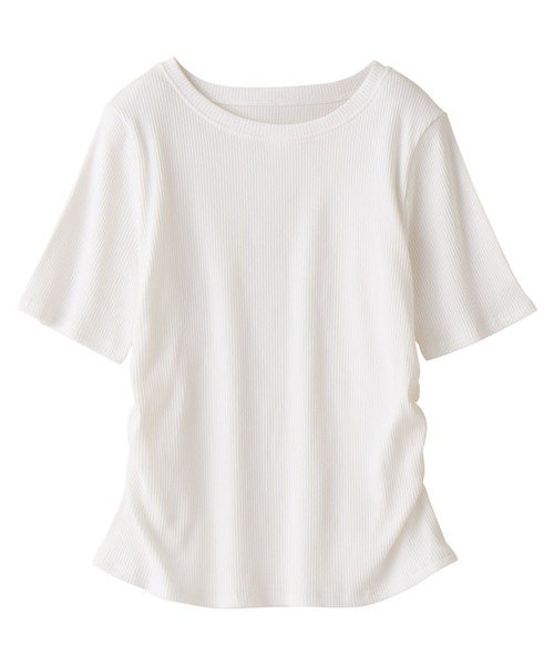 alotta（アロッタ）の「ドレープデザインリブトップス（Tシャツ/カットソー・レディース・ブルーグレー/ホワイト/チャコール/ネイビー・M/L/LL）」の18枚目の写真