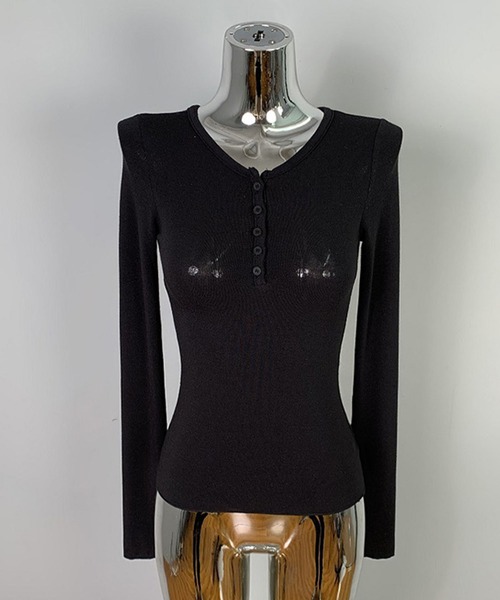 GLAMOROUS JANE(グラマラスジェーン)の「ヘンリーネックロンT(Tシャツ/カットソー・レディース・グレー/チャコールグレー/ブラック/ホワイト・FREE)」の8枚目の写真