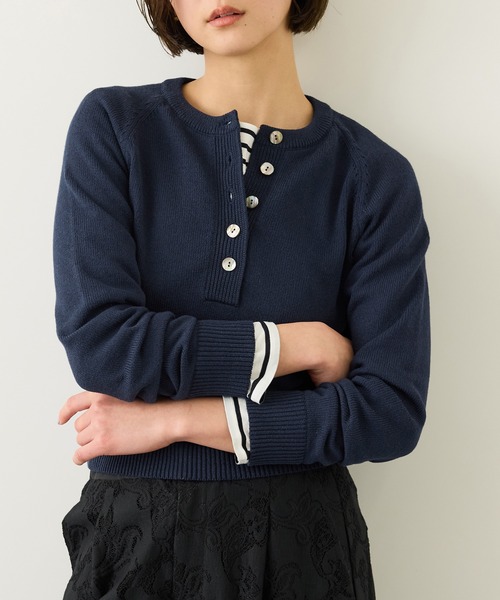 ROPE'(ロペ)の「ヘンリーネックラグランスリーブニットプルオーバー/イージーケア(ニット/セーター・レディース・ホワイト/レッド/ネイビー・FREE)」の13枚目の写真