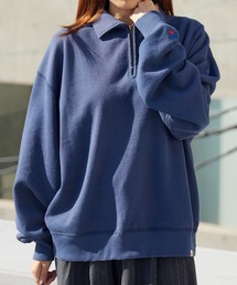 Russell Athletic | Russell Athletic/ラッセルアスレティック VTG Tri-Blend Sweat Half Zip ワッペンロゴ ダメージ加工 ハーフジップスウェット 2026年春夏春服 夏服(スウェット)