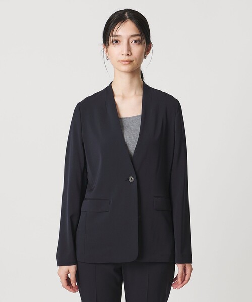 UNITED ARROWS(ユナイテッドアローズ)の「FEEL CLEAN Vノーカラー ジャケット ‐防しわ ストレッチ UVカット‐(テーラードジャケット・レディース・ネイビー/ブラック・38/36/34/40)」の9枚目の写真